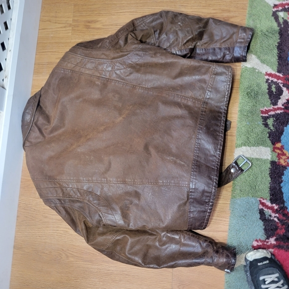Vintage brown leather mens biker jacket size 50 xxl Sharp Fashions - Picture 10 of 11